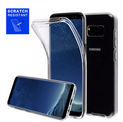 Силиконови гърбове Силиконови гърбове за Samsung Луксозен ултра тънък Поли-Карбонов комплект предна и задна част със силиконова ТПУ рамка 360° Body Guard за Samsung Galaxy S8 G950 кристално прозрачен